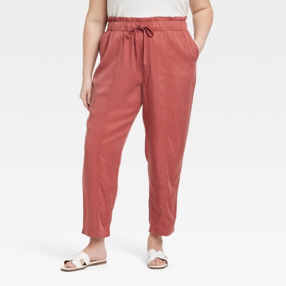Women’s High-Rise Tapered Ankle Pull On Twill Midweight Joggers - A New Day - Picture 1 of 3